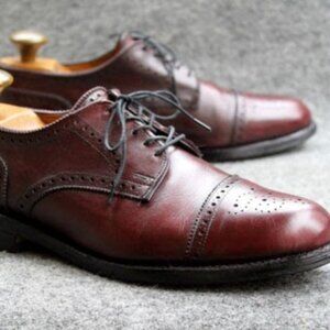 Allen Edmonds Lexington Cap-Toe Half Brogue Derby Burgundy Leather Dress Shoes S